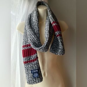 CHAPS Unisex Black, White, & Maroon (Burgundy?) Scarf!